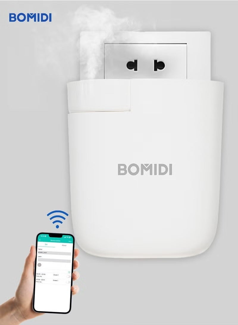 BOMIDI جهاز نشر العطور بدون ماء - موزع زيت أساسي سعة 60 مل للمنزل، المكتب، السبا، اليوغا، غرفة النوم | تحكم عبر USB وتطبيق بلوتوث | مضخة هواء فنتوري، 3 أوضاع رذاذ، هادئ للغاية (< 41 ديسيبل)، AD01-أبيض - Image 2